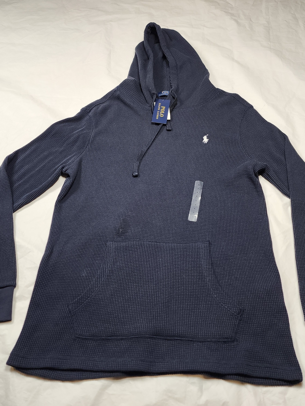 Polo Ralph Lauren Men's Navy Waffle-Knit Cotton Hoodie Size Large New!!..